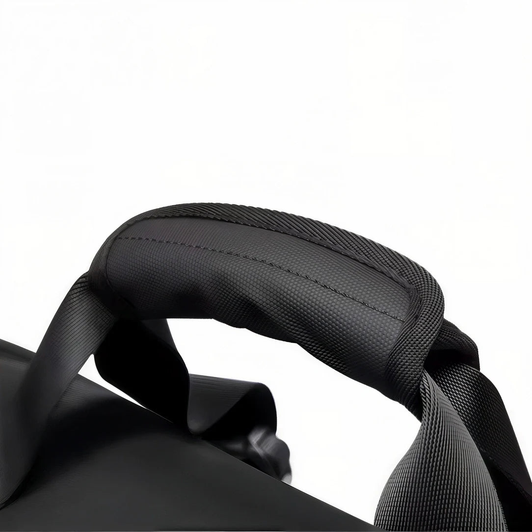 Bretelle de sac de sport noire texturée avec grip rembourré et coutures renforcées