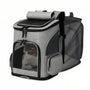 Sac de transport extensible pour chat en gris avec fenêtre en mesh et côté extensible