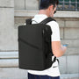 Sac de voyage format valise MoveCase I, sac à dos noir rectangulaire avec plusieurs poches zippées
