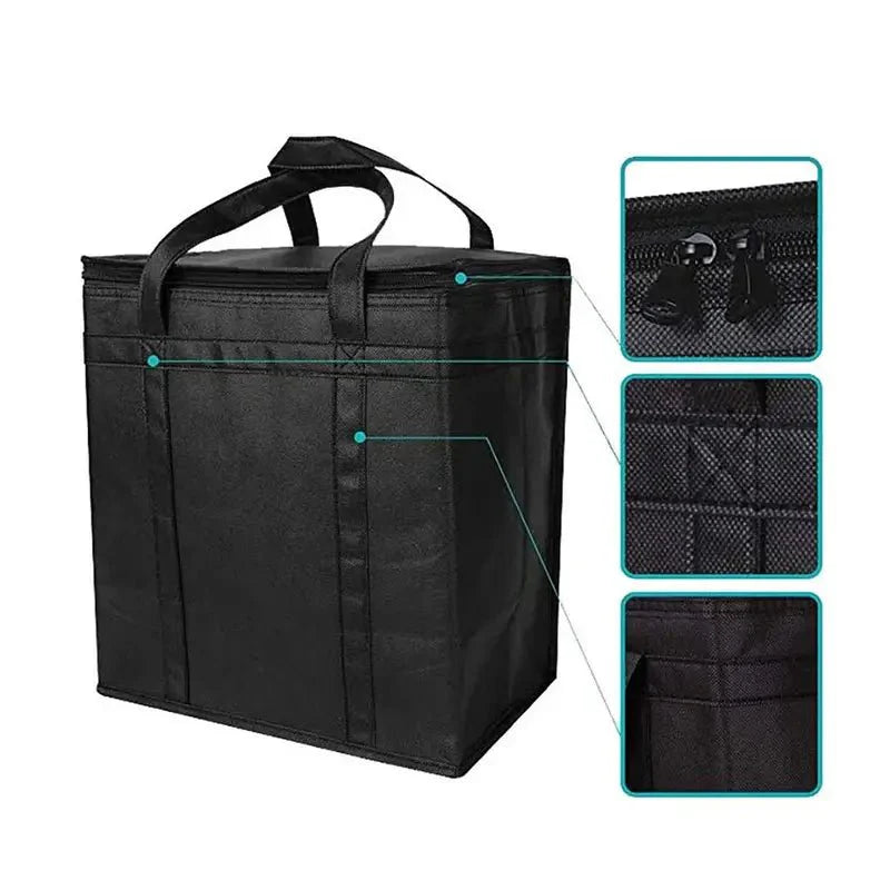 Sac à dos isotherme 20l noir avec fermeture éclair et poignées solides