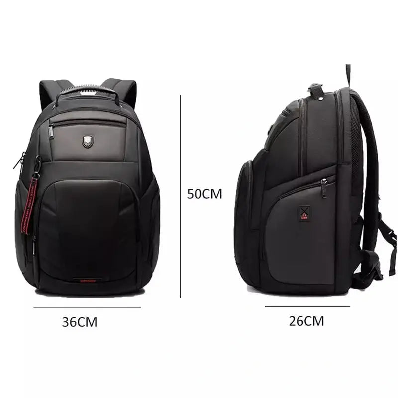 Sac ordinateur grande taille avec sac à dos noir à multiples compartiments et bretelles rembourrées
